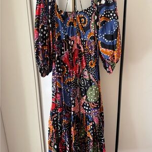 FARM Rio Multicolor Abstract Midi Dress